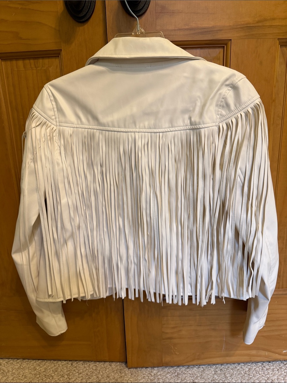 Blue B Women's Cream Fringe Leather Jacket - Picture 2 of 3